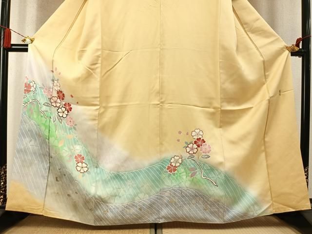 平和屋着物●世界的ファッションデザイナー 山本寛斎 kansaiブランド 訪問着 枝花文 暈し染め 金銀彩 高島屋扱い 正絹 逸品 AABN3734fy