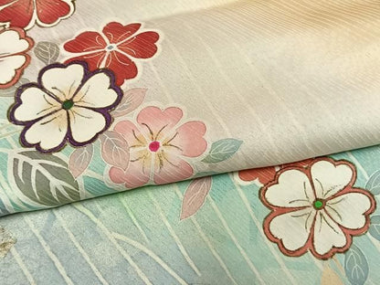 平和屋着物●世界的ファッションデザイナー 山本寛斎 kansaiブランド 訪問着 枝花文 暈し染め 金銀彩 高島屋扱い 正絹 逸品 AABN3734fy
