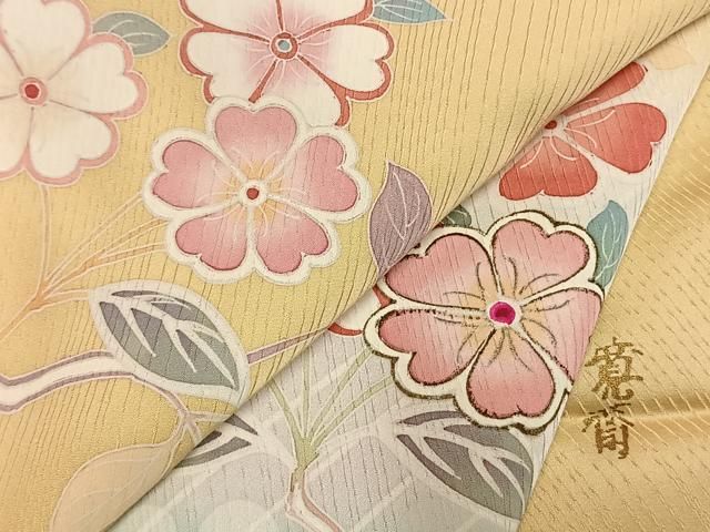 平和屋着物●世界的ファッションデザイナー 山本寛斎 kansaiブランド 訪問着 枝花文 暈し染め 金銀彩 高島屋扱い 正絹 逸品 AABN3734fy