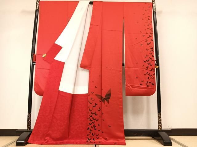 平和屋着物●豪華振袖　舞蝶文　正絹　逸品　AABN3735fy