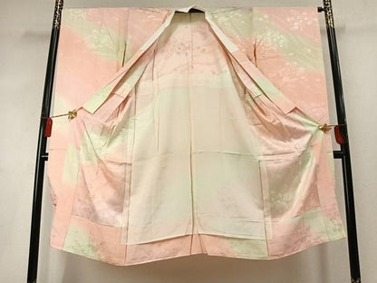 平和屋着物●振袖用長襦袢　無双仕立て　御所車扇面花鼓地紋　暈し染め　正絹　逸品　AABN3738fy