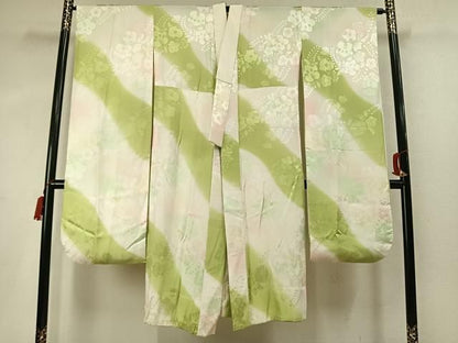 平和屋着物●振袖用長襦袢　無双仕立て　辻が花地紋　暈し染め　正絹　逸品　AABN3739fy