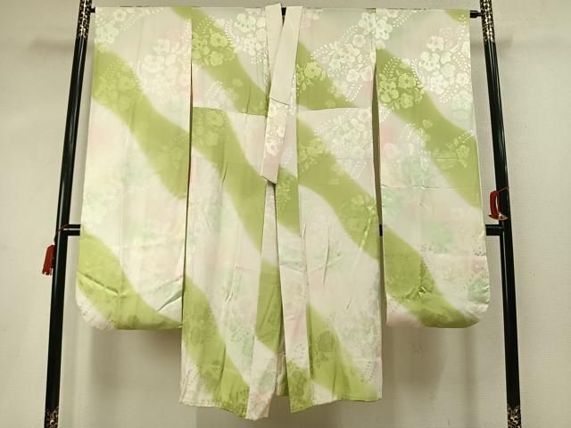 平和屋着物●振袖用長襦袢　無双仕立て　辻が花地紋　暈し染め　正絹　逸品　AABN3739fy