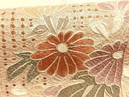 平和屋着物●中国三大刺繍　スワトウ刺繍　汕頭刺繍　総刺繍　訪問着　色紙花鳥文　暈し染め　正絹　逸品　AABN3741fy