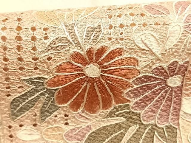 平和屋着物●中国三大刺繍　スワトウ刺繍　汕頭刺繍　総刺繍　訪問着　色紙花鳥文　暈し染め　正絹　逸品　AABN3741fy