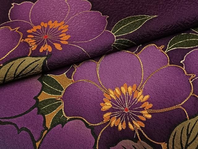 平和屋着物●豪華振袖　駒刺繍　草花文　暈し染め　銀彩　正絹　逸品　AABN3743fy