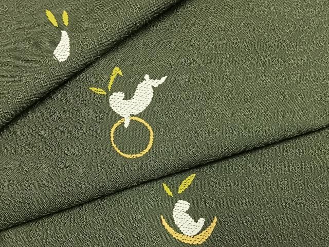 平和屋着物●上質な小紋　総刺繍　兎　正絹　逸品　AABN3746fy