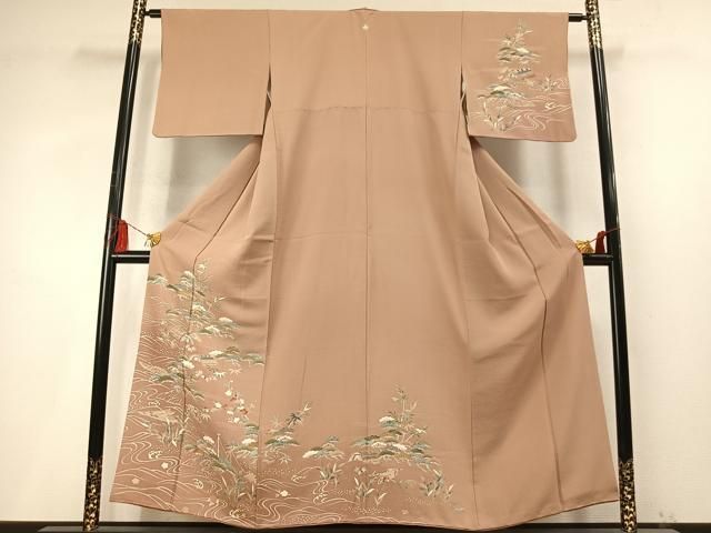 平和屋着物●訪問着　友禅　松竹梅　金彩　正絹　逸品　AABN3749fy