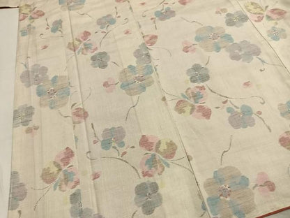 平和屋着物●小千谷紬　花蝶文　証紙付き　正絹　逸品　未使用　AABN3780fy