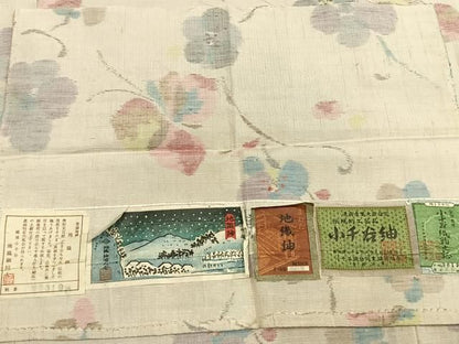 平和屋着物●小千谷紬　花蝶文　証紙付き　正絹　逸品　未使用　AABN3780fy