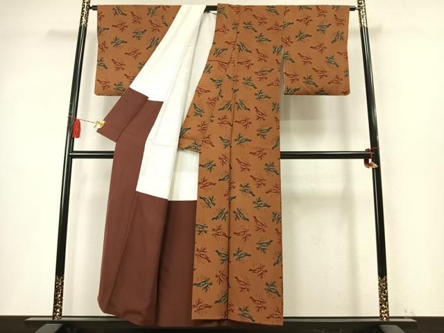 平和屋着物●水野正夫　小紋　雀　正絹　逸品　AABN3792fy
