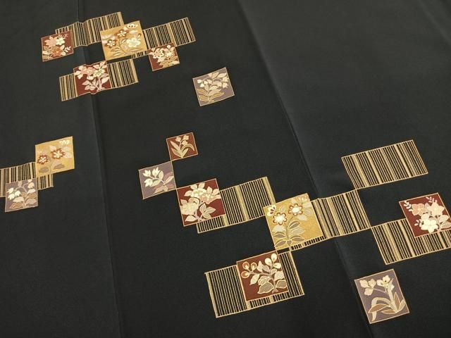 平和屋着物●訪問着　色紙重ね花文　金糸　金彩　正絹　逸品　未使用　AABN3796fy