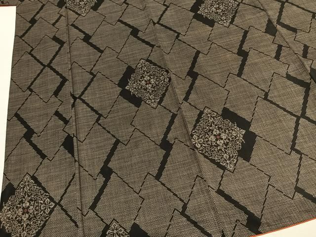 平和屋着物●本場大島紬　古代染色　純泥染　7マルキ　手織　亀甲花文　福山アイ子作　証紙付き　正絹　逸品　AABN3798fy