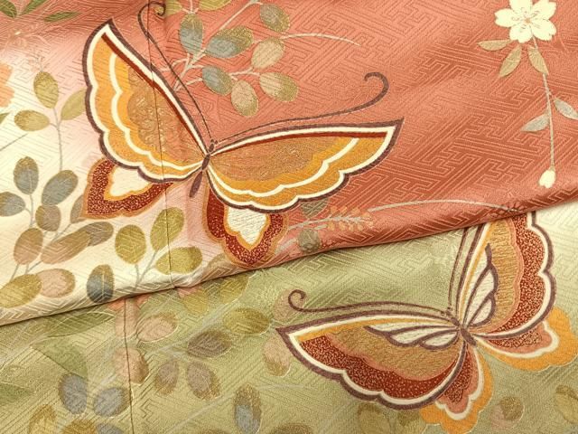 平和屋着物●豪華振袖　花蝶文　暈し染め　金彩　正絹　逸品　AABN3802fy
