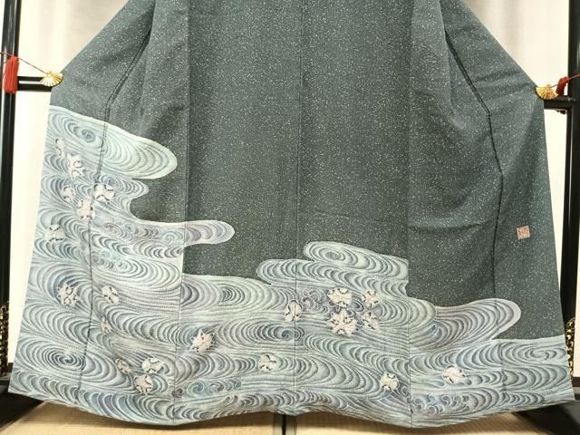 平和屋着物●樋熊哲也　訪問着　辻が花　絞り　手描き　金通し地　正絹　逸品　AABN3808fy