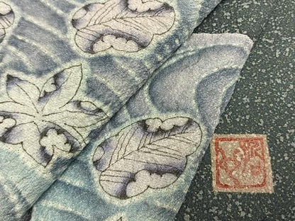 平和屋着物●樋熊哲也　訪問着　辻が花　絞り　手描き　金通し地　正絹　逸品　AABN3808fy