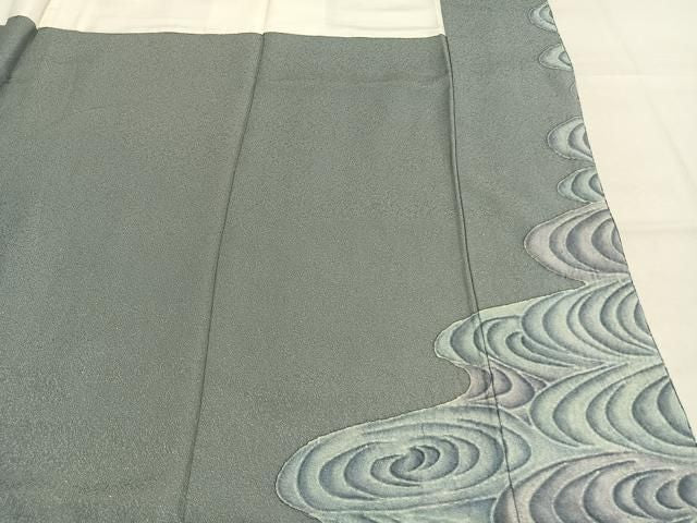 平和屋着物●樋熊哲也　訪問着　辻が花　絞り　手描き　金通し地　正絹　逸品　AABN3808fy