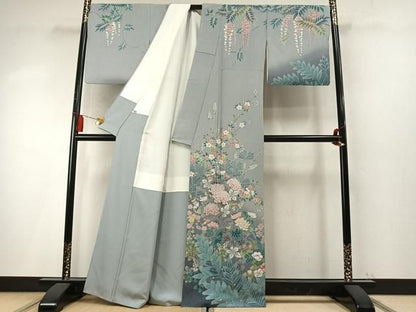 平和屋着物●訪問着　草花文　暈し染め　正絹　逸品　AABN3809fy