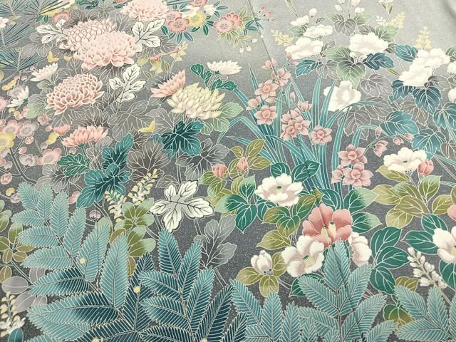 平和屋着物●訪問着　草花文　暈し染め　正絹　逸品　AABN3809fy