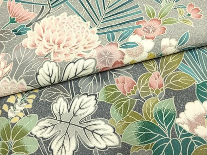 平和屋着物●訪問着　草花文　暈し染め　正絹　逸品　AABN3809fy