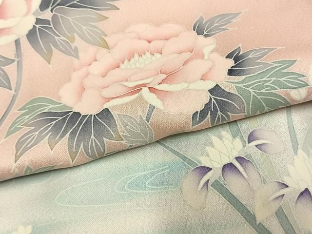 平和屋着物●訪問着　友禅　枝花文　暈し染め　正絹　逸品　未使用　AABN3820fy