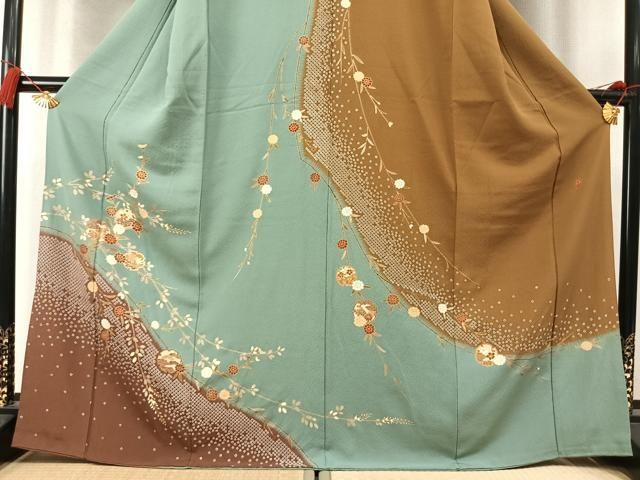 平和屋着物●訪問着　作家物　絞り　雪輪花文　金彩　正絹　逸品　AABN3821fy