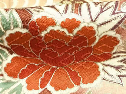 平和屋着物●豪華振袖　扇面花文　暈し染め　金銀彩　正絹　逸品　AABN3828fy