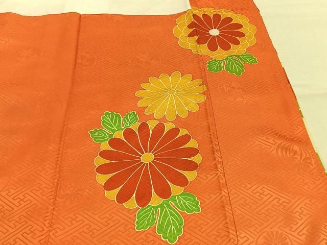 平和屋着物●豪華振袖　駒刺繍　源氏車花文　正絹　逸品　AABN3843fy