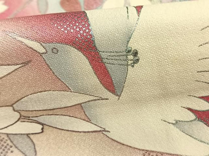 平和屋着物●豪華振袖　花鳥文　暈し染め　銀彩　正絹　逸品　AABN3844fy