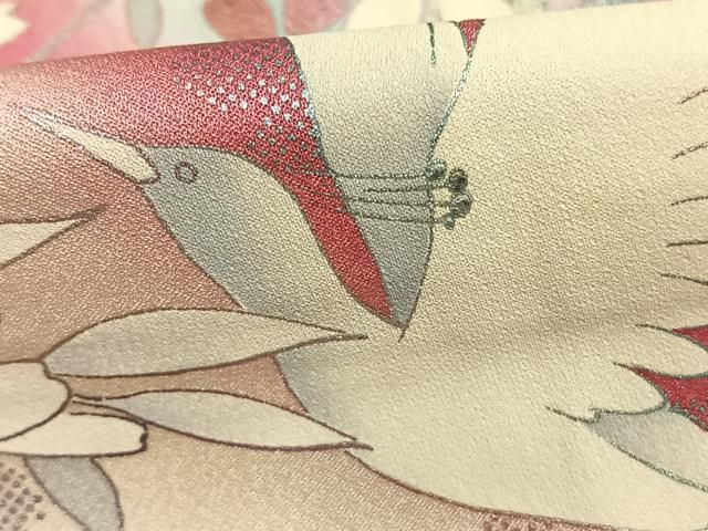 平和屋着物●豪華振袖　花鳥文　暈し染め　銀彩　正絹　逸品　AABN3844fy