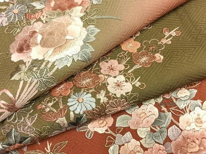 平和屋着物●訪問着　総刺繍　松竹梅　地紙花文　暈し染め　正絹　逸品　AABN3846fy