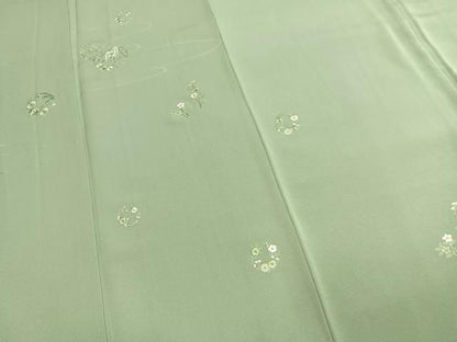 平和屋着物●訪問着　総刺繍　草花文　金糸　正絹　逸品　AABN3848fy