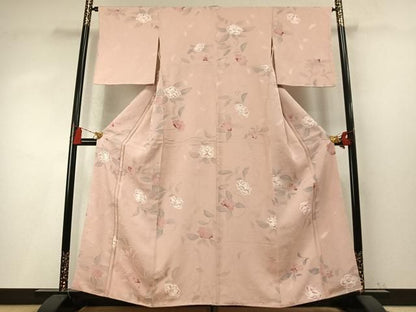 平和屋着物●上質な小紋　地紋起こし　草花文　正絹　逸品　未使用　AABN3854fy