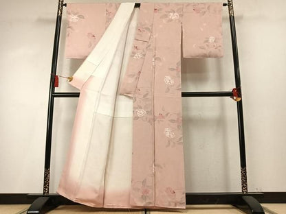 平和屋着物●上質な小紋　地紋起こし　草花文　正絹　逸品　未使用　AABN3854fy