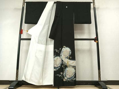 平和屋着物●豪華黒留袖　作家物　孔雀花文　暈し染め　金銀彩　さが美扱い　正絹　逸品　未使用　AABN3855fy