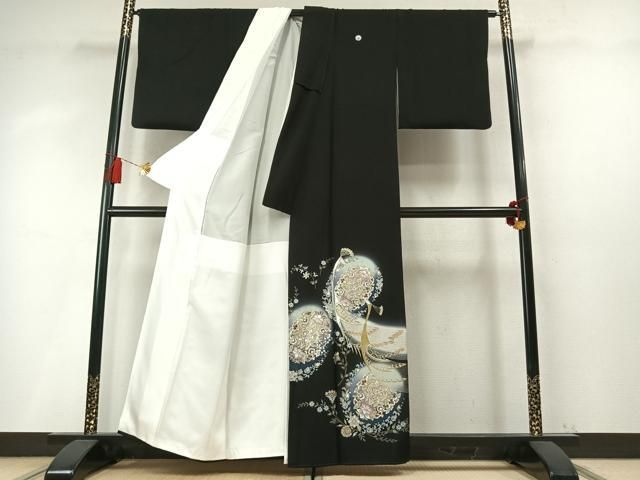 平和屋着物●豪華黒留袖　作家物　孔雀花文　暈し染め　金銀彩　さが美扱い　正絹　逸品　未使用　AABN3855fy