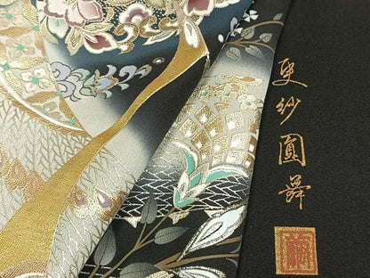平和屋着物●豪華黒留袖　作家物　孔雀花文　暈し染め　金銀彩　さが美扱い　正絹　逸品　未使用　AABN3855fy