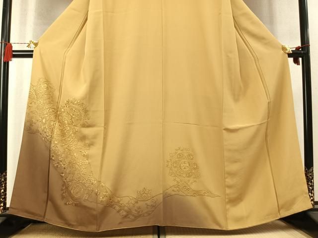 平和屋着物●中国三大刺繍　スワトウ刺繍　汕頭刺繍　総刺繍　訪問着　花鳥文　暈し染め　正絹　逸品　AABN3856fy