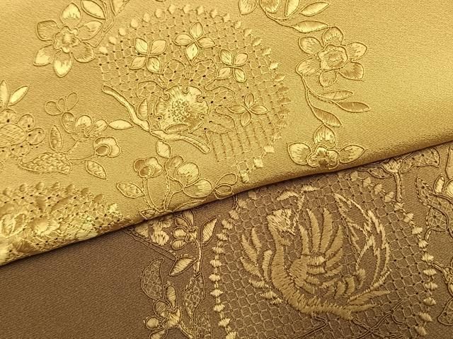 平和屋着物●中国三大刺繍　スワトウ刺繍　汕頭刺繍　総刺繍　訪問着　花鳥文　暈し染め　正絹　逸品　AABN3856fy