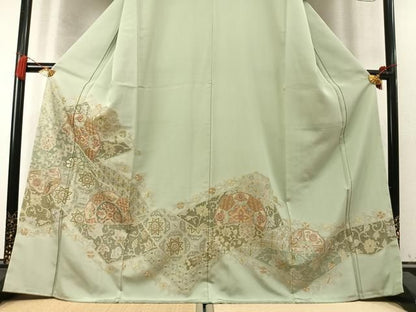 平和屋着物●中国三大刺繍　スワトウ刺繍　汕頭刺繍　相良刺繍　総刺繍　訪問着　切嵌吉祥花文　正絹　逸品　未使用　AABN3857fy