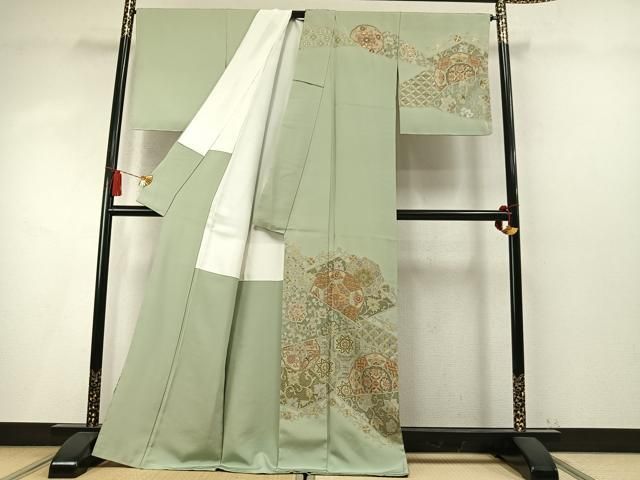 平和屋着物●中国三大刺繍　スワトウ刺繍　汕頭刺繍　相良刺繍　総刺繍　訪問着　切嵌吉祥花文　正絹　逸品　未使用　AABN3857fy