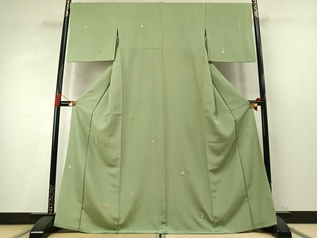 平和屋着物●中国人間国宝　将雪英　訪問着　総刺繍　楽器花文　金糸　正絹　逸品　AABN3859fy