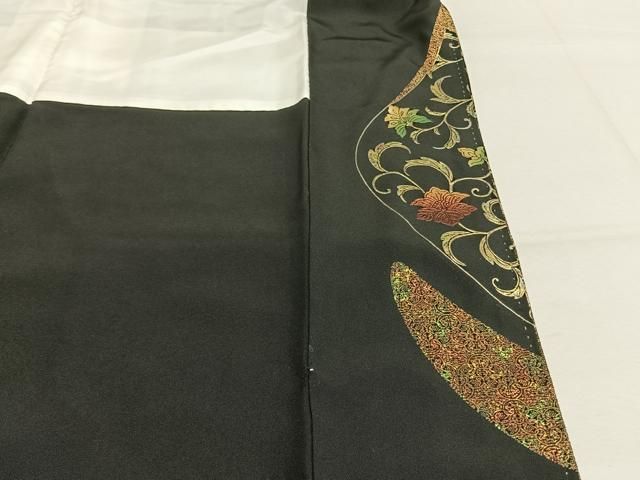 平和屋着物●豪華黒留袖　吉祥花鳥文　金銀彩　正絹　逸品　AABN3861fy