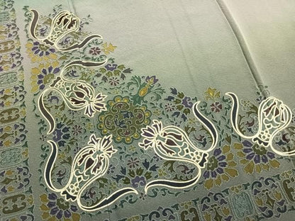平和屋着物●中国三大刺繍　相良刺繍　総刺繍　訪問着　吉祥花文　暈し染め　金糸　正絹　逸品　AABN3865fy