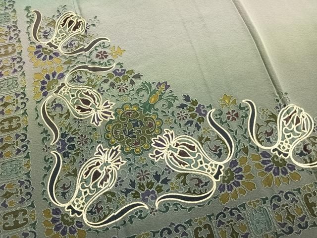 平和屋着物●中国三大刺繍　相良刺繍　総刺繍　訪問着　吉祥花文　暈し染め　金糸　正絹　逸品　AABN3865fy