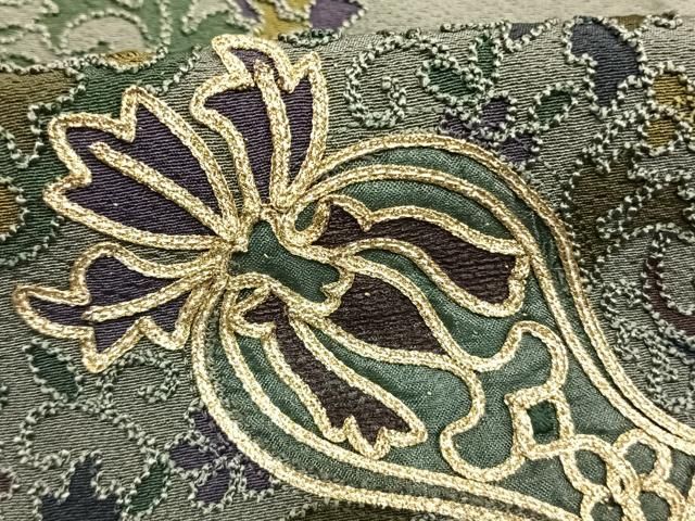 平和屋着物●中国三大刺繍　相良刺繍　総刺繍　訪問着　吉祥花文　暈し染め　金糸　正絹　逸品　AABN3865fy