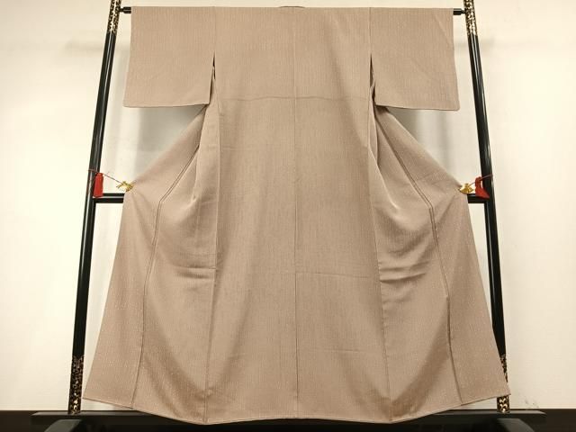 平和屋着物●上質な小紋　変わり縞　金彩　正絹　逸品　AABN3872fy