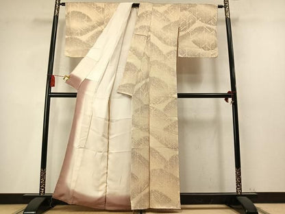 平和屋着物●上質な小紋　総絞り　遠山文　正絹　逸品　AABN3881fy