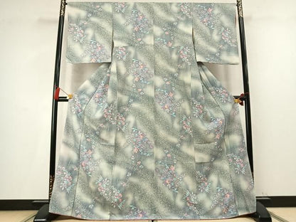 平和屋着物●上質な小紋　枝花文　暈し染め　高島屋扱い　正絹　逸品　未使用　AABN3885fy