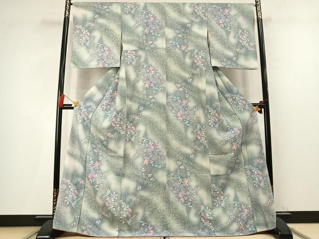 平和屋着物●上質な小紋　枝花文　暈し染め　高島屋扱い　正絹　逸品　未使用　AABN3885fy